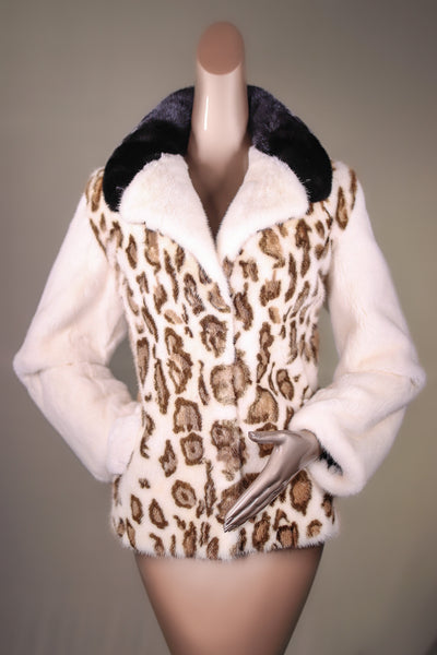 Full-Skin Mink Jacket with Leopard Stenciling