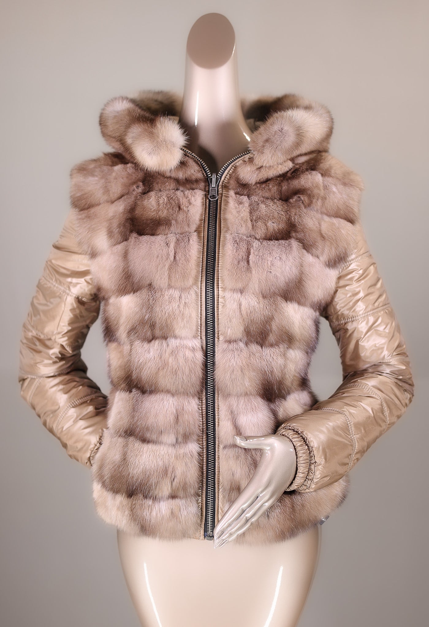 Cross-Cut Natural Tortora Russian Sable Reversible Outerwear Jacket