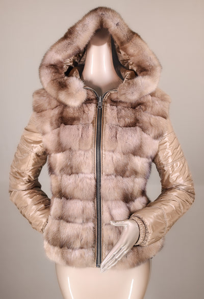 Cross-Cut Natural Tortora Russian Sable Reversible Outerwear Jacket