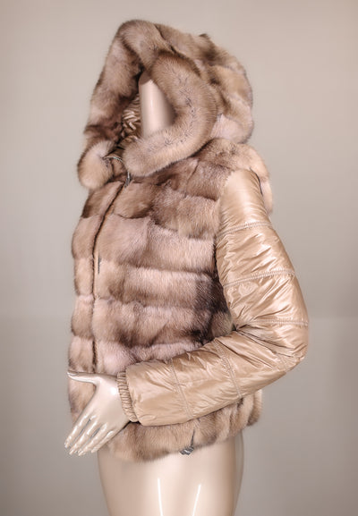Cross-Cut Natural Tortora Russian Sable Reversible Outerwear Jacket