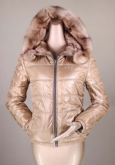 Cross-Cut Natural Tortora Russian Sable Reversible Outerwear Jacket