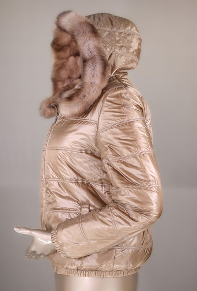 Cross-Cut Natural Tortora Russian Sable Reversible Outerwear Jacket