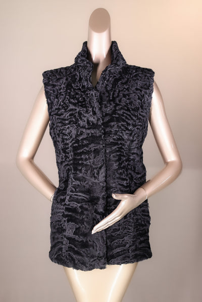 Persian Lamb Vest with Stand-Up Mandarin Collar