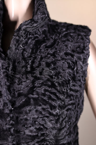 Persian Lamb Vest with Stand-Up Mandarin Collar
