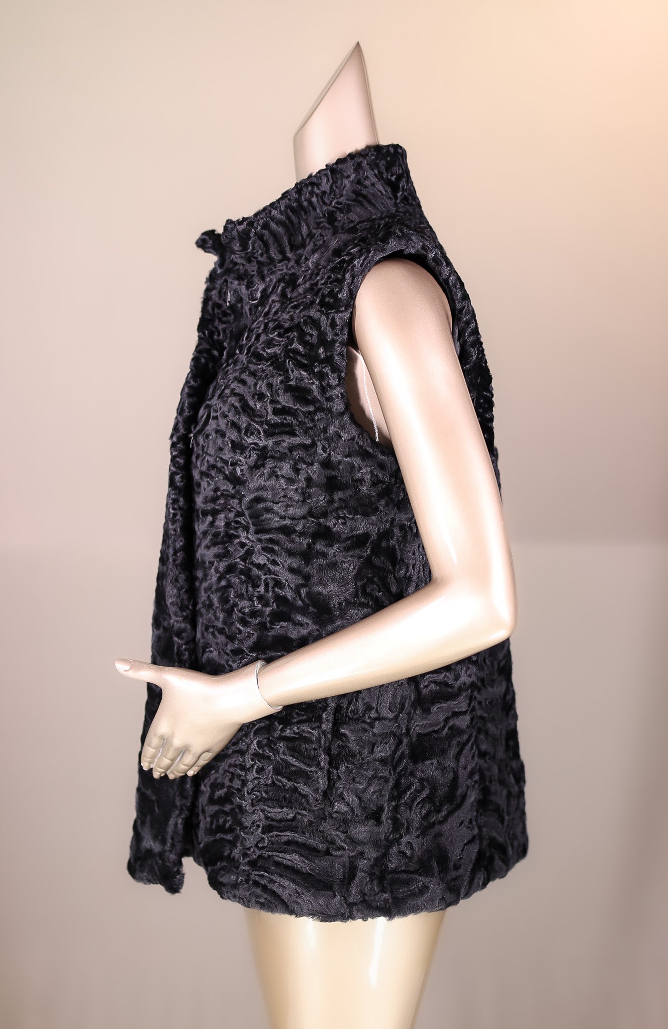 Persian Lamb Vest with Stand-Up Mandarin Collar