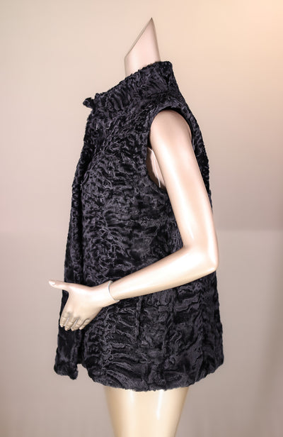 Persian Lamb Vest with Stand-Up Mandarin Collar