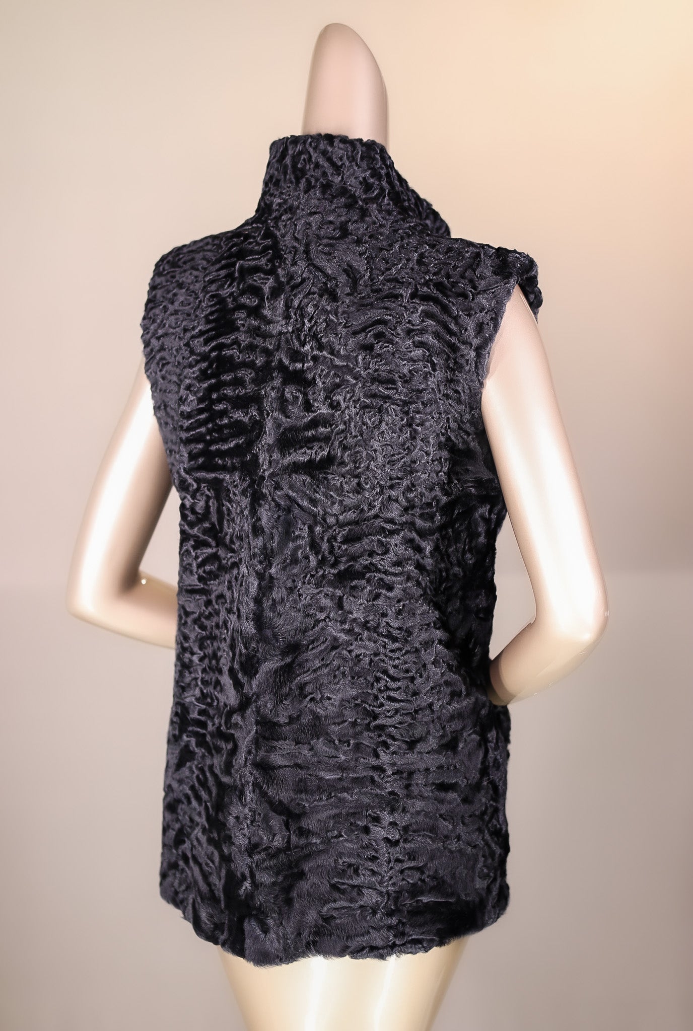 Persian Lamb Vest with Stand-Up Mandarin Collar