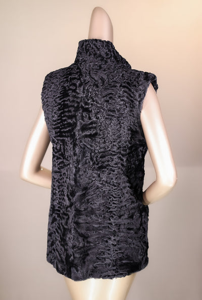 Persian Lamb Vest with Stand-Up Mandarin Collar