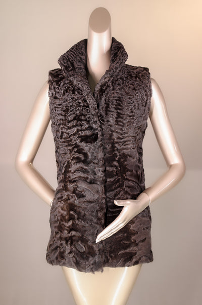 Persian Lamb Vest with Stand-Up Mandarin Collar