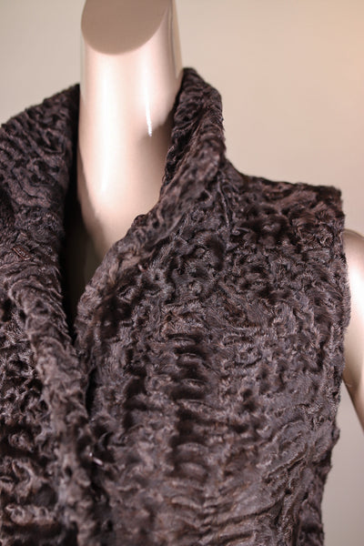 Persian Lamb Vest with Stand-Up Mandarin Collar