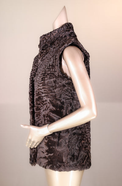 Persian Lamb Vest with Stand-Up Mandarin Collar