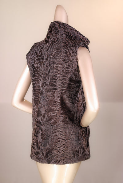 Persian Lamb Vest with Stand-Up Mandarin Collar