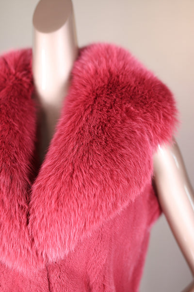 Mink Vest with Large Fox Notch Collar