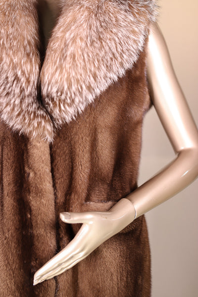 Mink Vest with Large Fox Notch Collar
