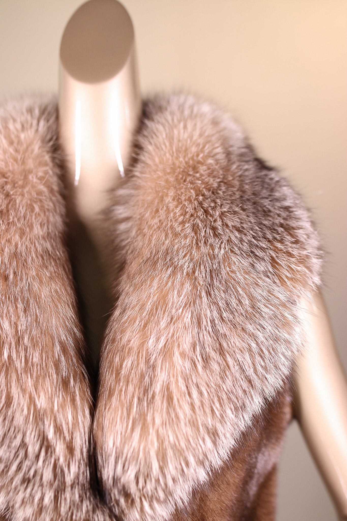 Mink Vest with Large Fox Notch Collar