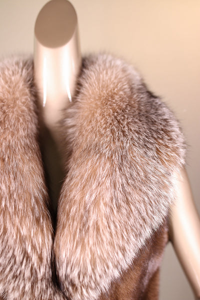 Mink Vest with Large Fox Notch Collar