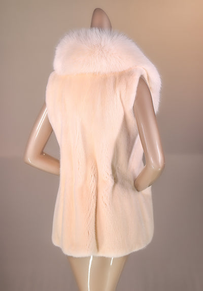 Mink Vest with Large Fox Notch Collar