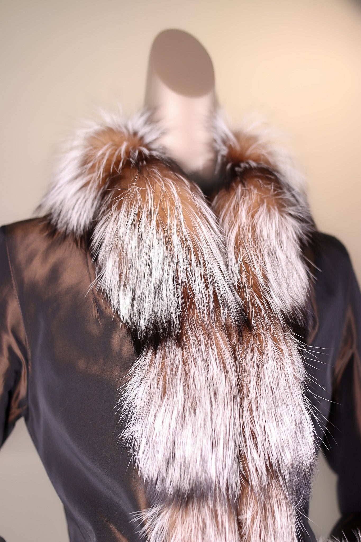 Sheared Horizontal-Cut Mink Reversible Jacket with Silver Fox Trimming