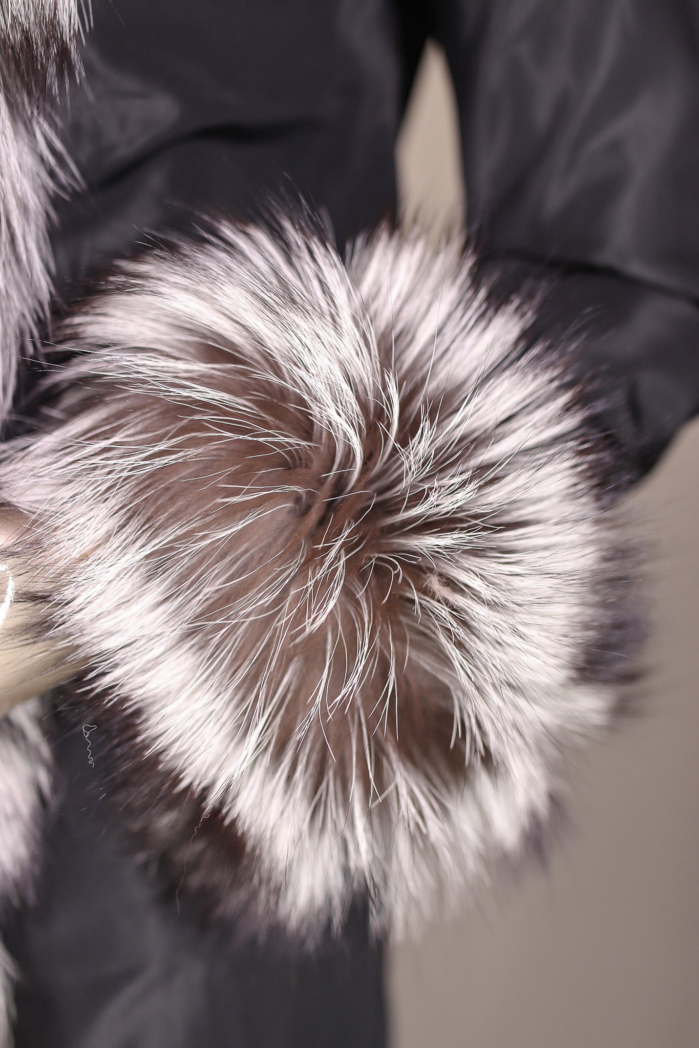 Sheared Horizontal-Cut Mink Reversible Jacket with Silver Fox Trimming