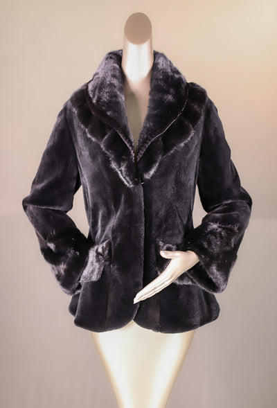 Sheared Mink Jacket with Ruffled Shawl Collar