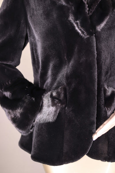 Sheared Mink Jacket with Ruffled Shawl Collar