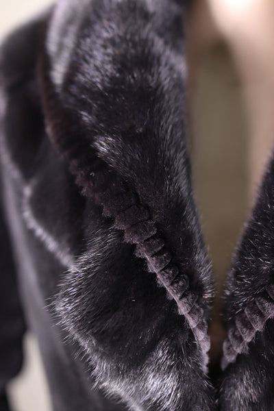 Sheared Mink Jacket with Ruffled Shawl Collar