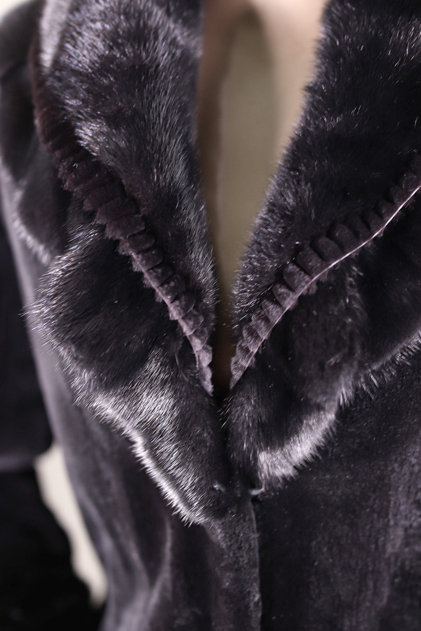 Sheared Mink Jacket with Ruffled Shawl Collar