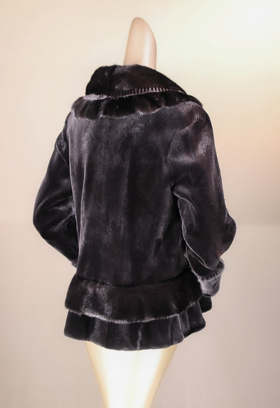 Sheared Mink Jacket with Ruffled Shawl Collar