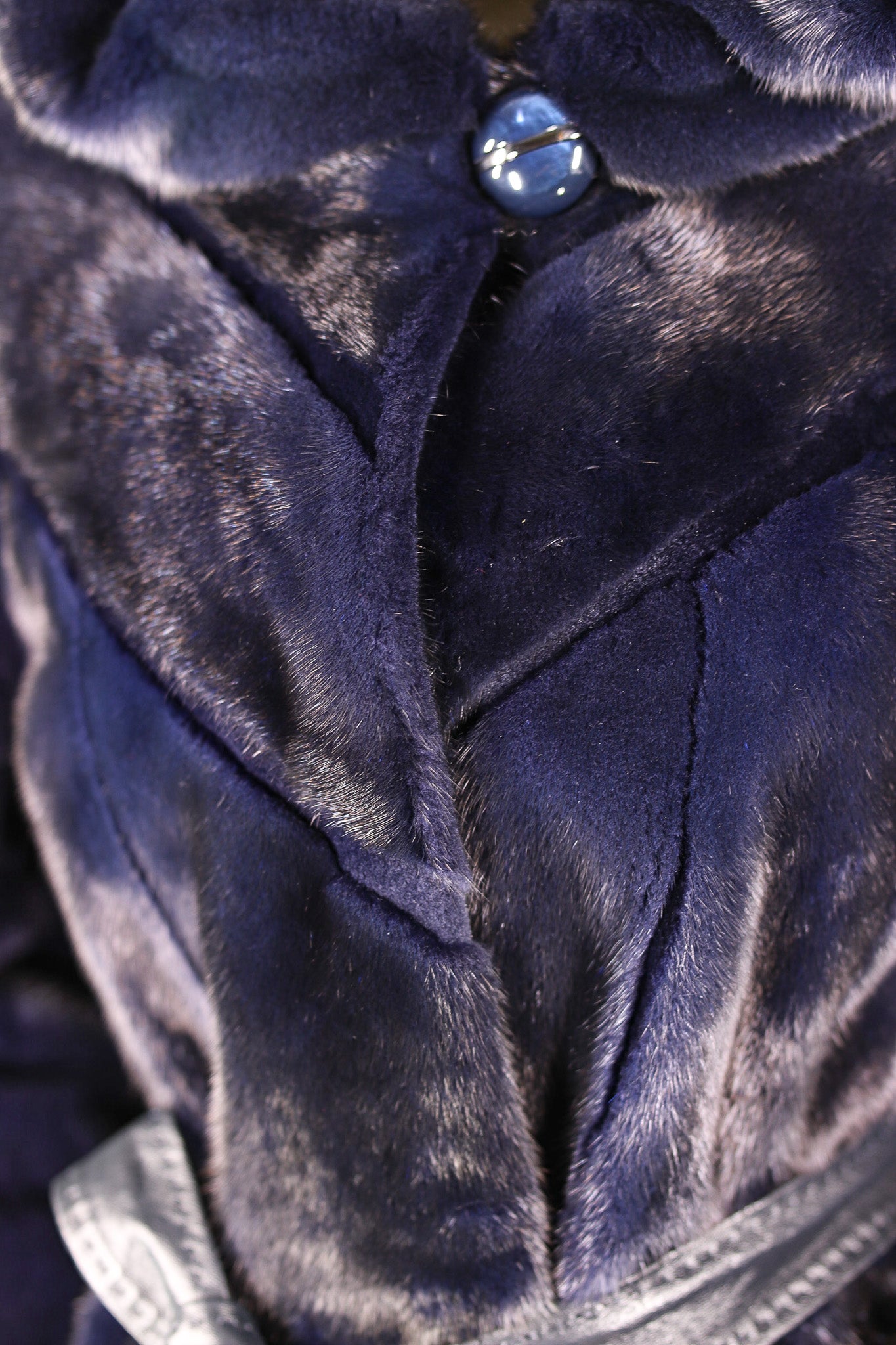 Sheared Mink Hooded Belted Stroller with Laser Etching