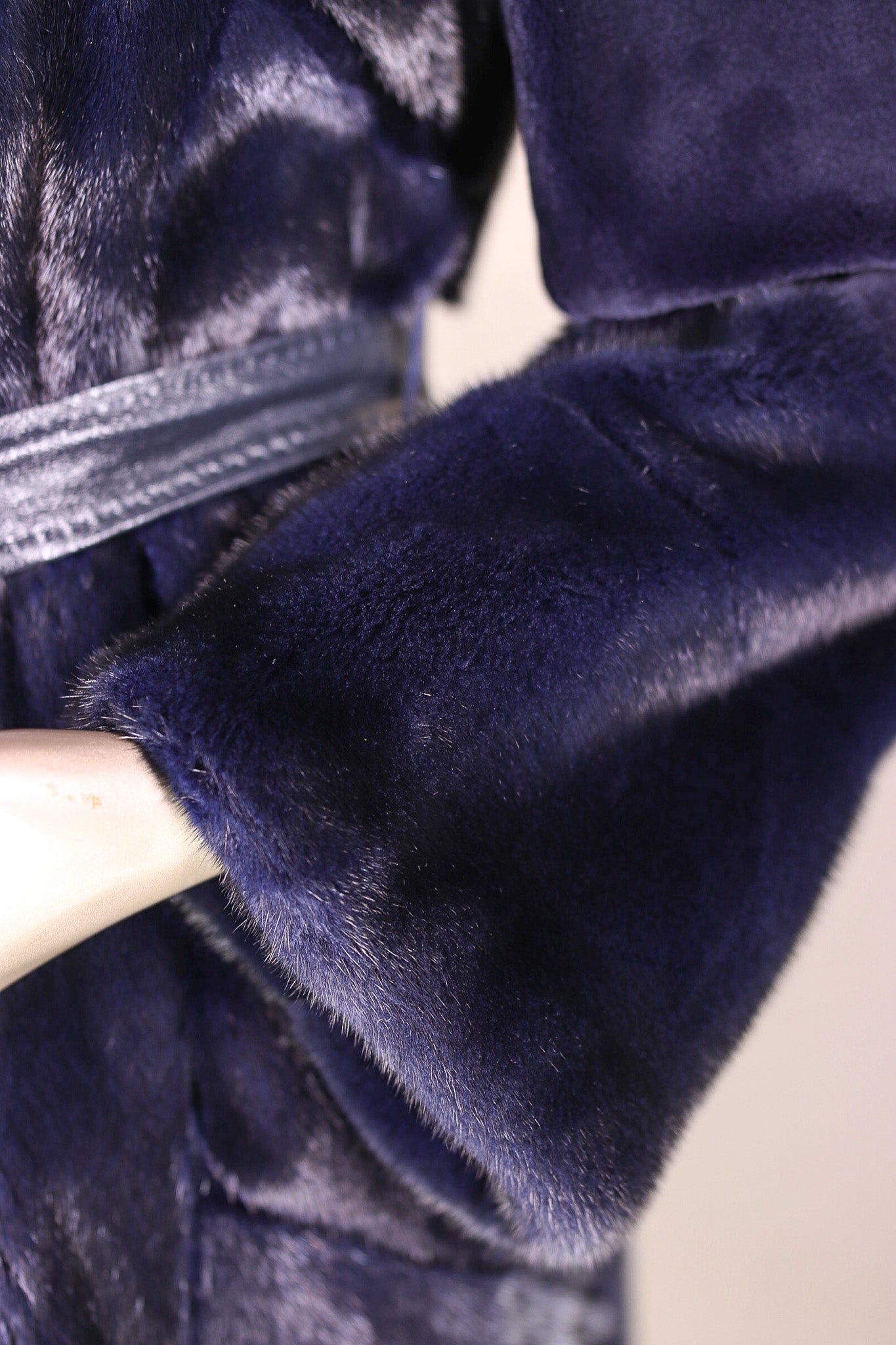 Sheared Mink Hooded Belted Stroller with Laser Etching