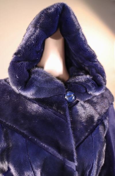 Sheared Mink Hooded Belted Stroller with Laser Etching