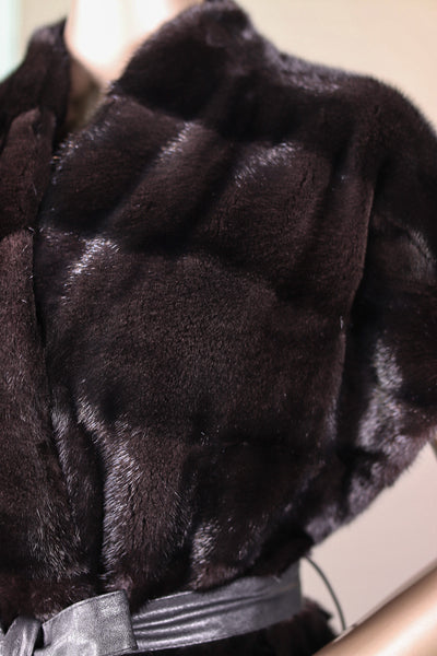Cross-Cut Mink Belted Long Vest
