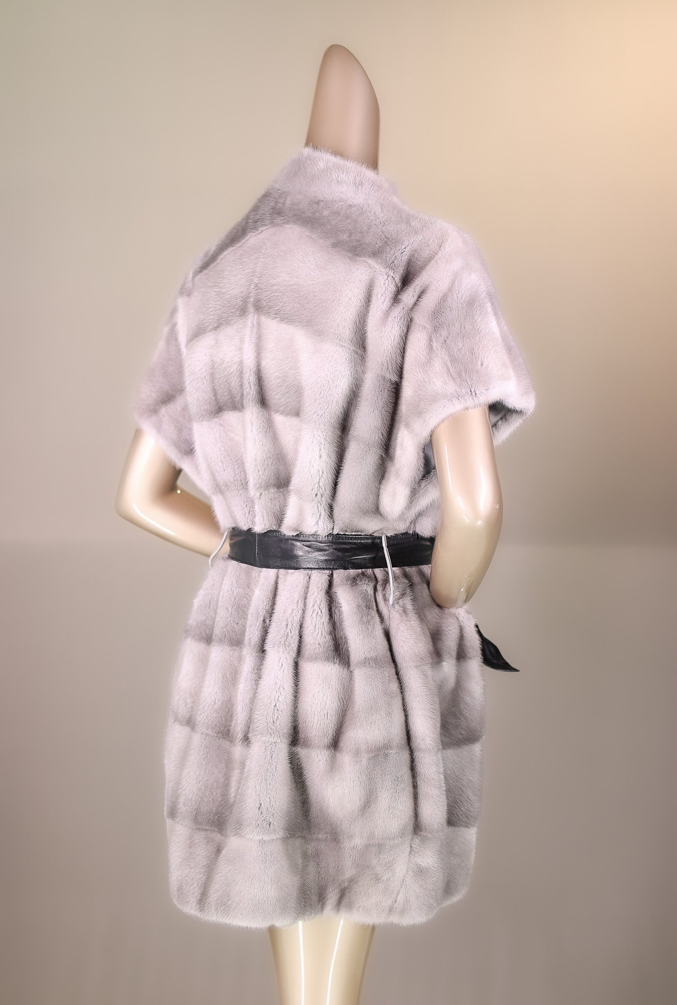 Cross-Cut Mink Belted Long Vest