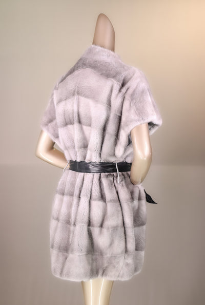 Cross-Cut Mink Belted Long Vest