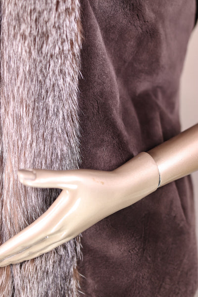 Sheared Beaver Vest with Fox Tuxedo