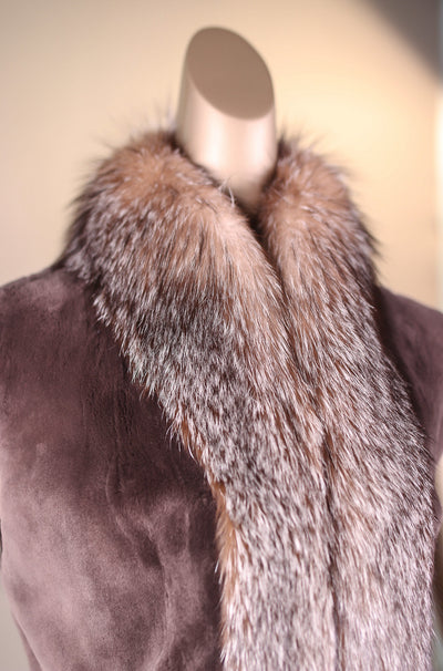 Sheared Beaver Vest with Fox Tuxedo