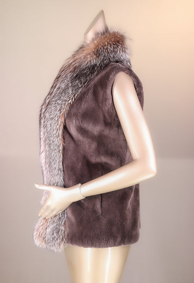Sheared Beaver Vest with Fox Tuxedo