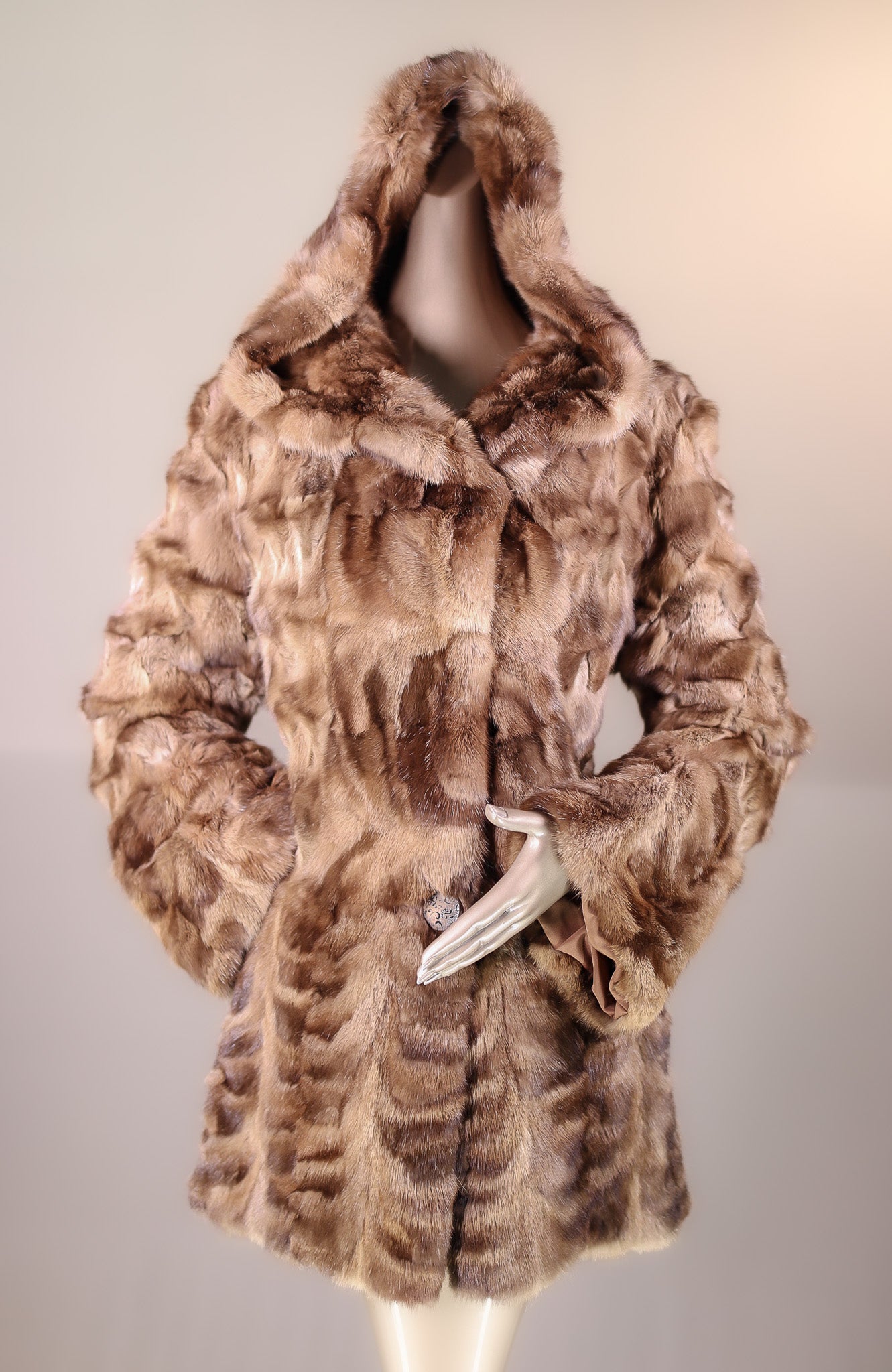 Sectional Diamond-Cut Russian Sable Hooded Stroller