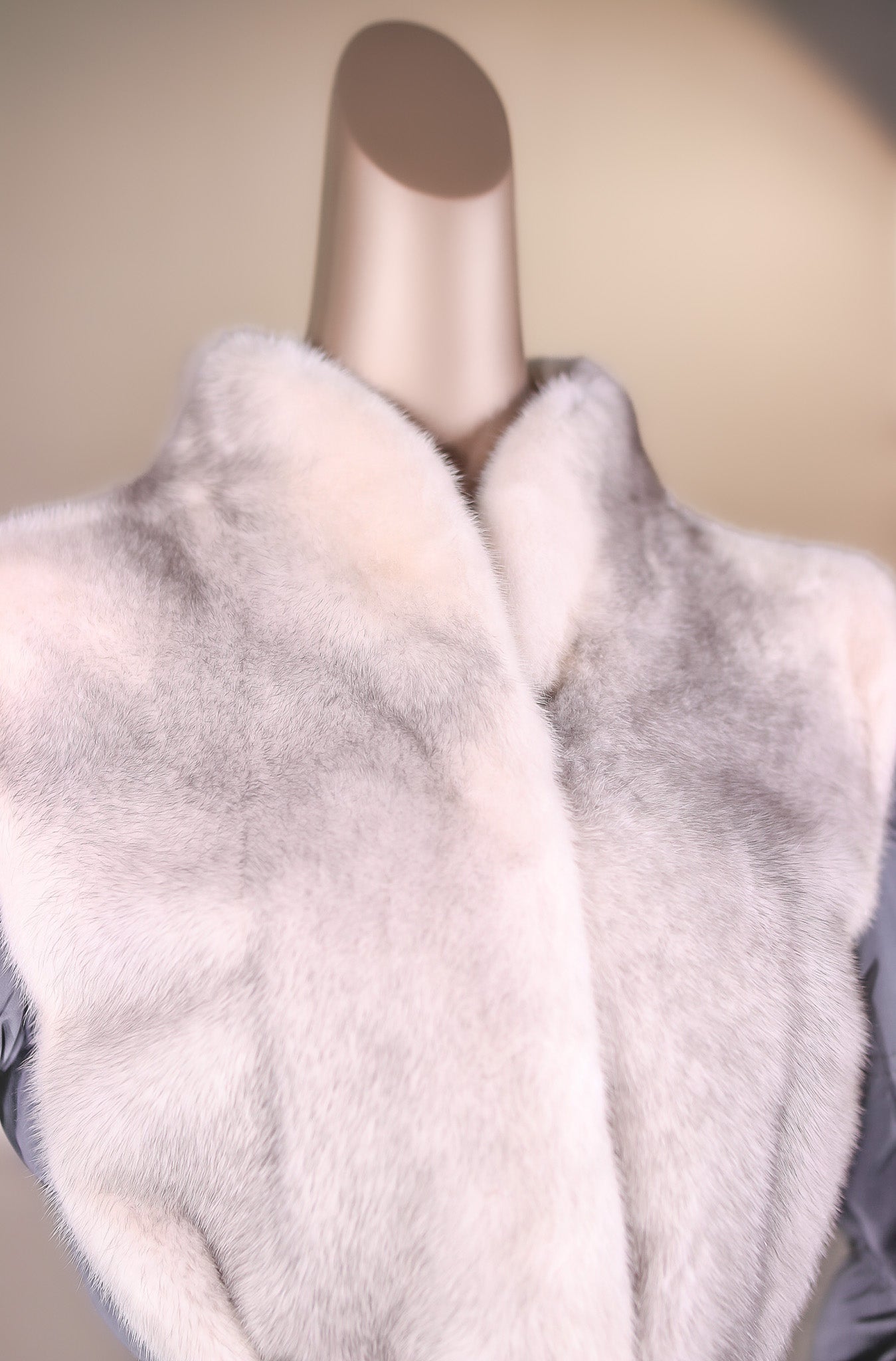 Black Cross Mink Belted Jacket with Puffer Sleeves