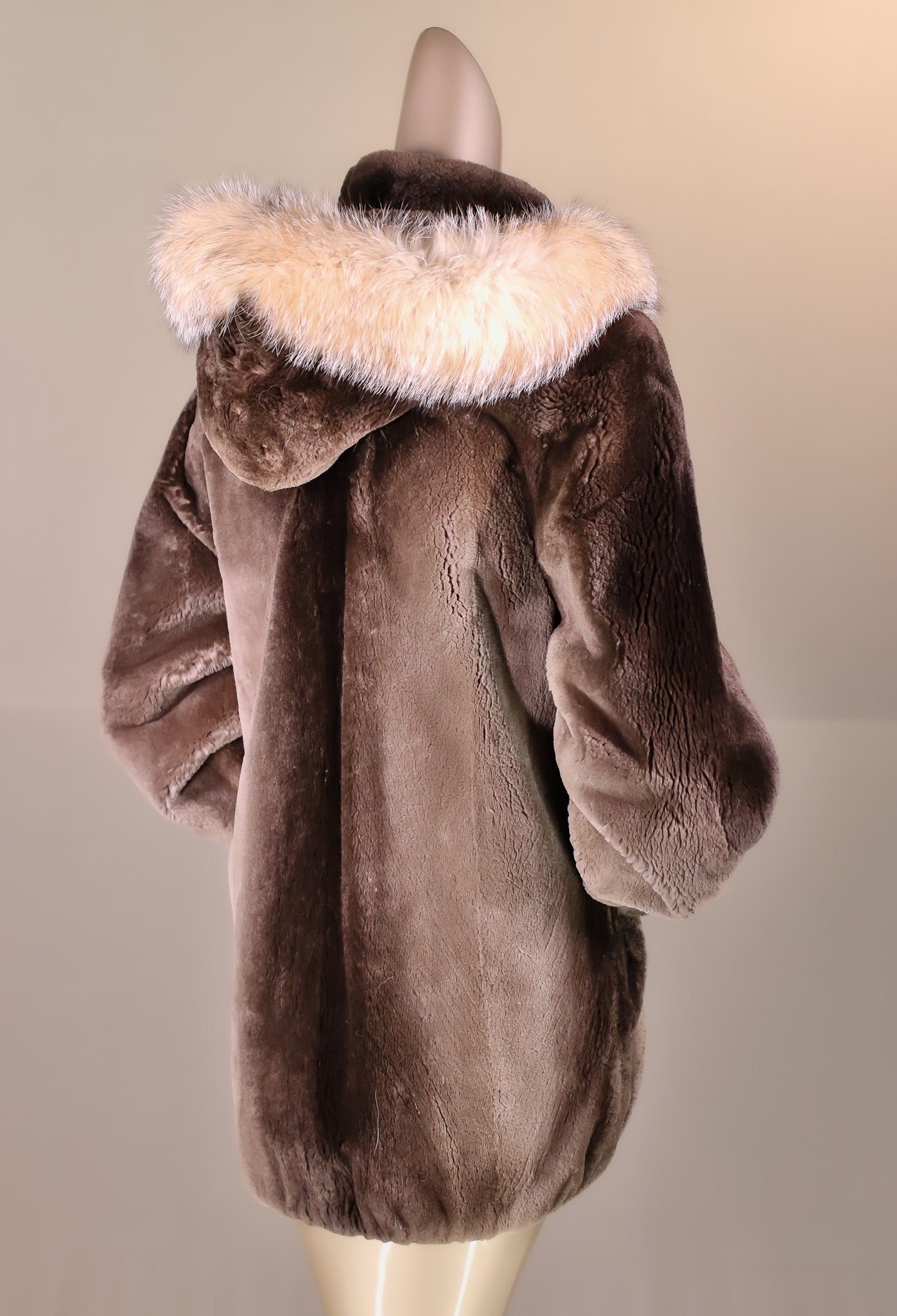 Full-Skin Sheared Beaver Bomber with Fox Trimmed Hood