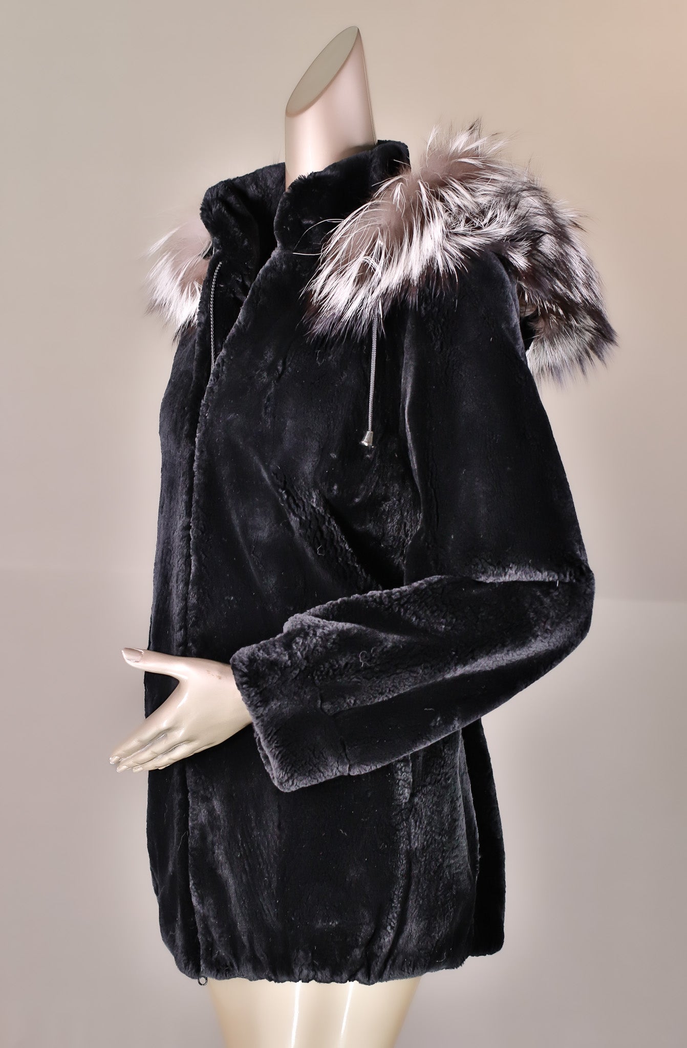 Full-Skin Sheared Beaver Bomber with Fox Trimmed Hood