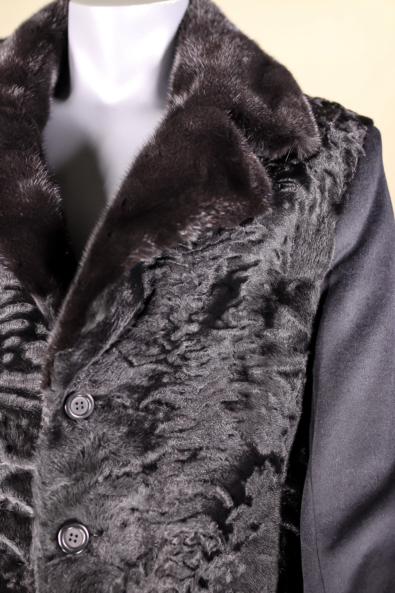 Italian Wool Overcoat with Swakara Lamb Panels