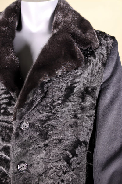 Italian Wool Overcoat with Swakara Lamb Panels