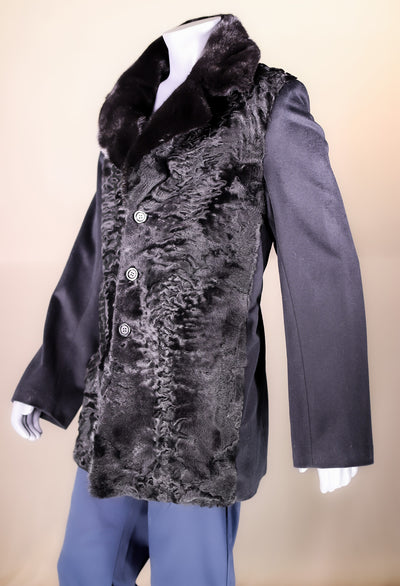 Italian Wool Overcoat with Swakara Lamb Panels