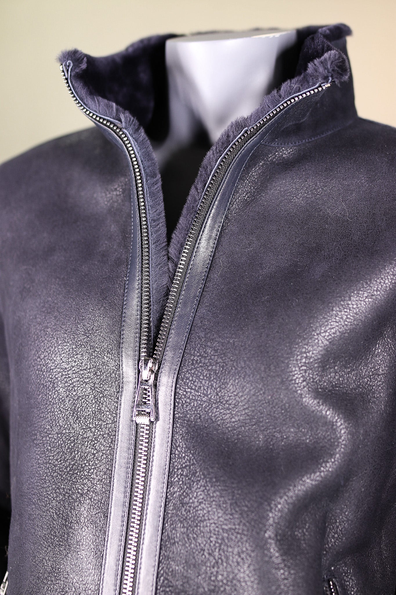 Merino Lamb Shearling Jacket with Stand-Up Collar