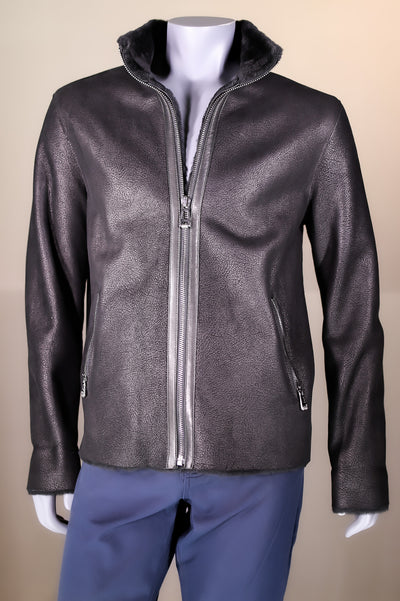Merino Lamb Shearling Jacket with Stand-Up Collar