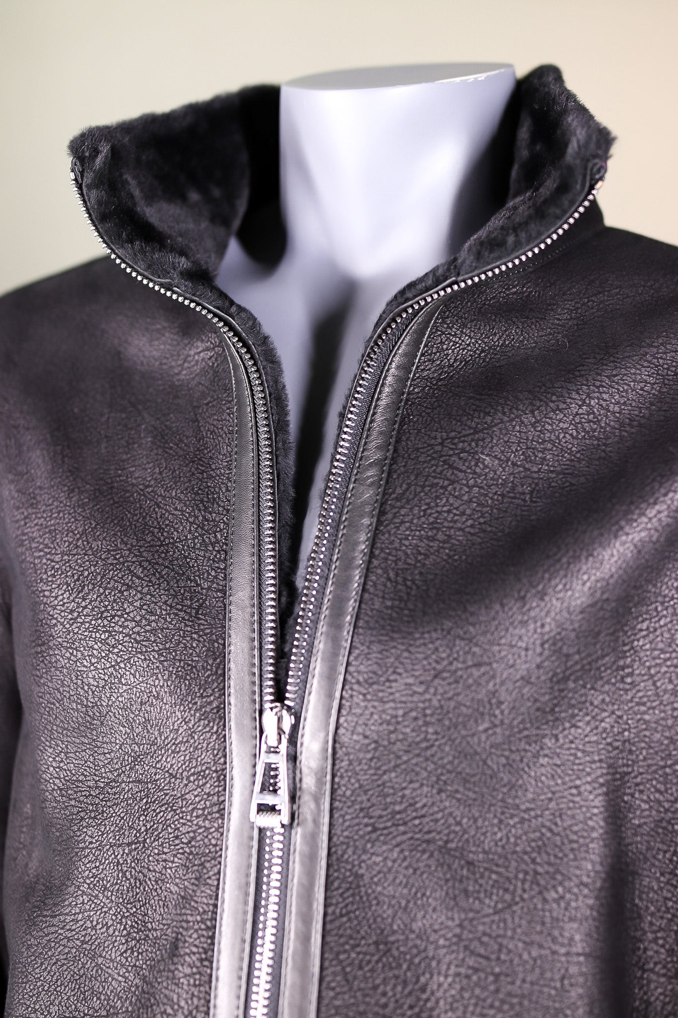 Merino Lamb Shearling Jacket with Stand-Up Collar