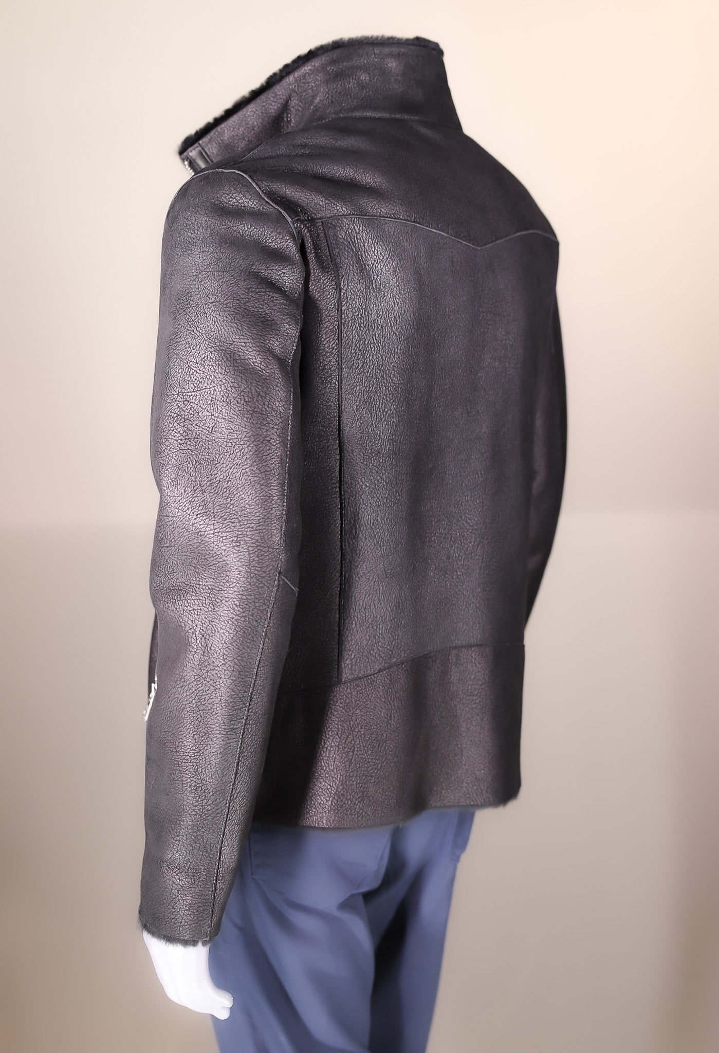 Merino Lamb Shearling Jacket with Stand-Up Collar