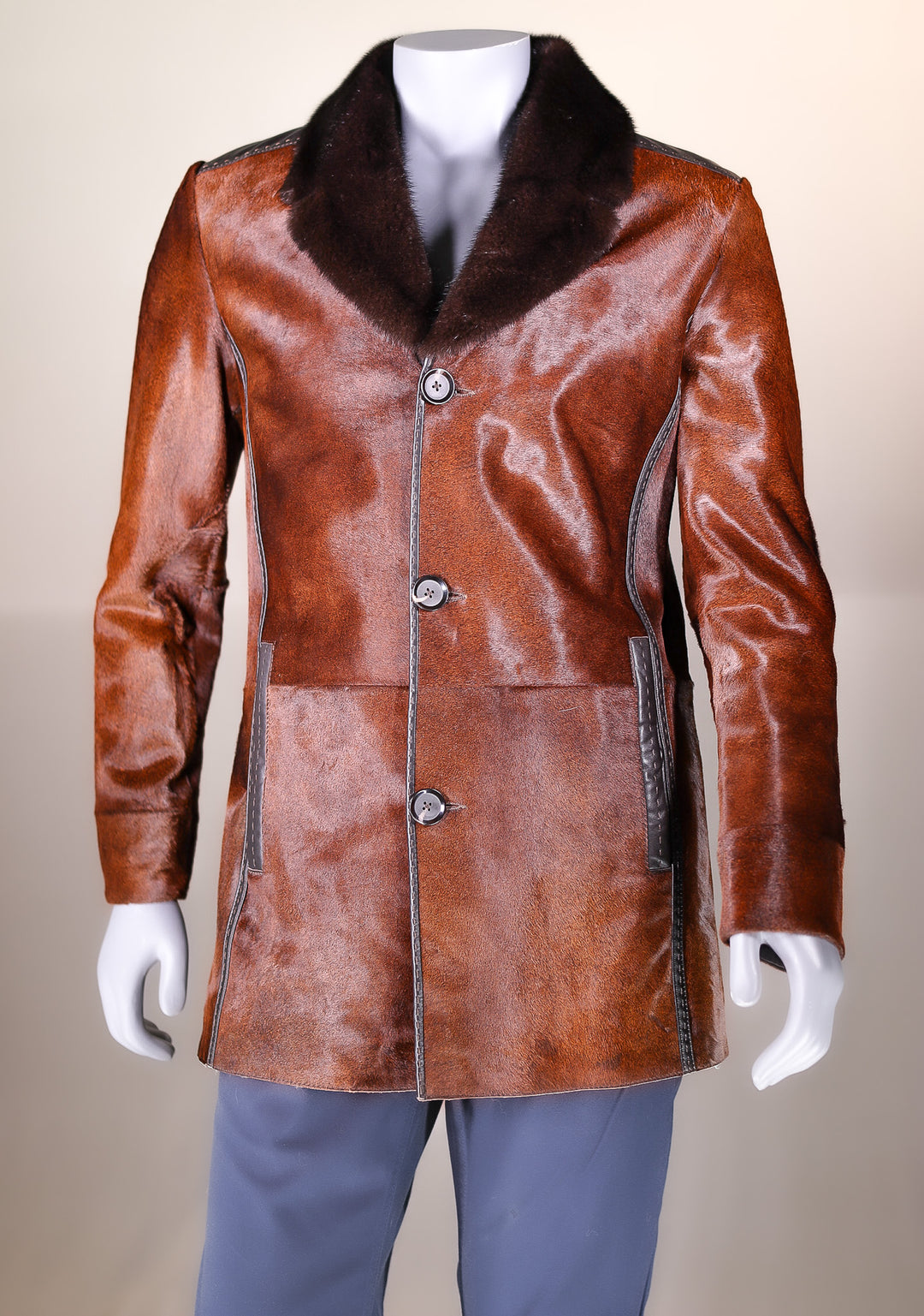 Calf Skin Jacket with Mahogany Mink Collar – Alaska Fur Gallery, Inc.