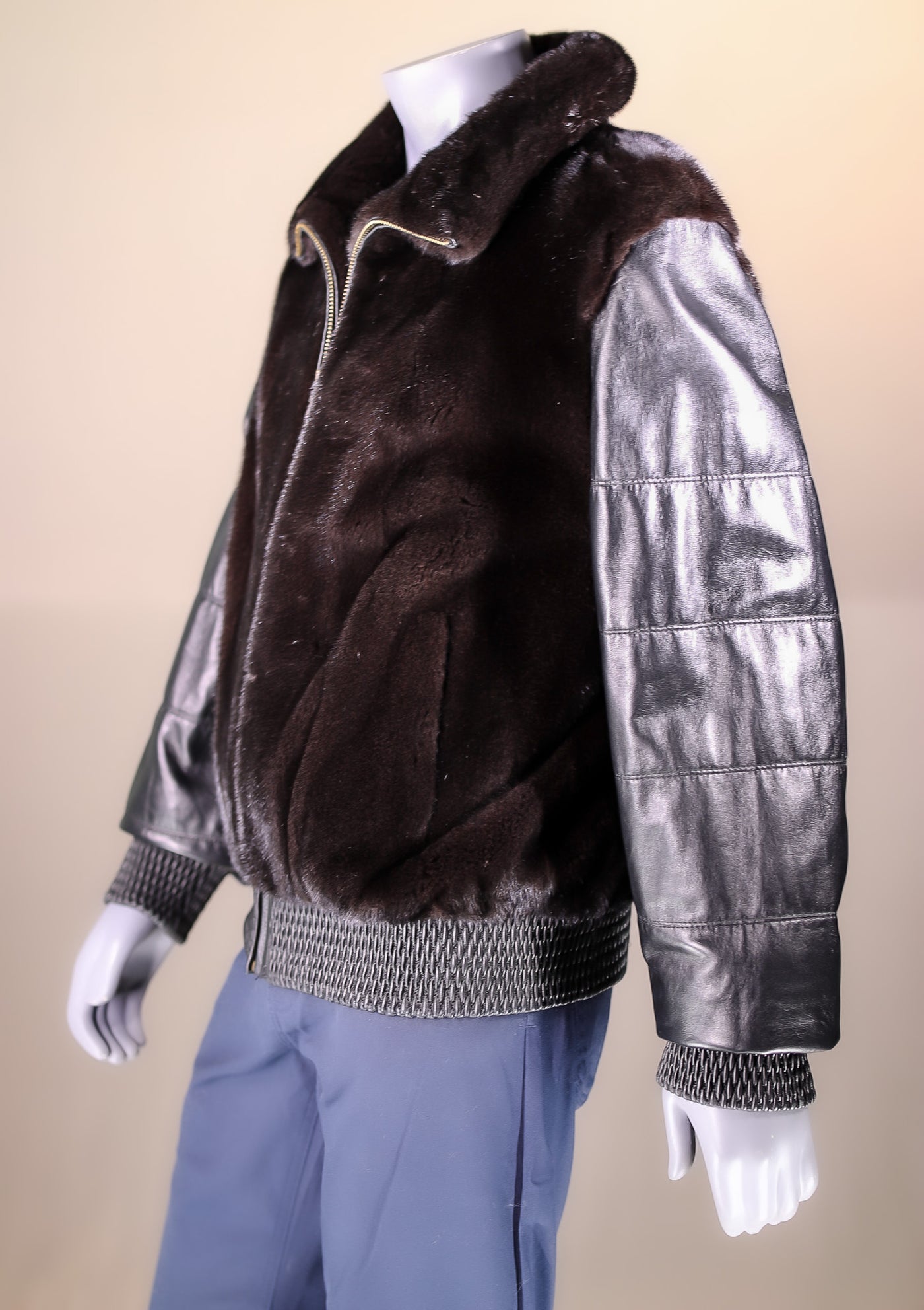 Full-Skin Mink Bomber with Italian Lamb